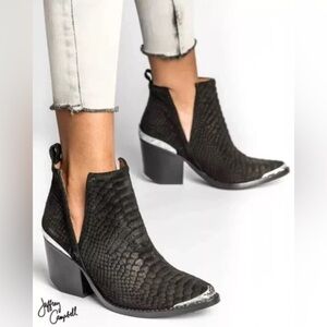 Jeffrey Campbell CROMWELL Boots Black Suede Snake
